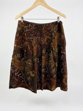 Harold’s Vintage 100% Wool Paisley A-Line Skirt Brown‎ Earthy Academia Size 10